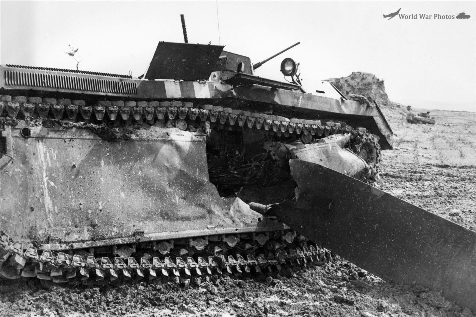 Marine LVT Knocked Out at Yontan Airfield Okinawa