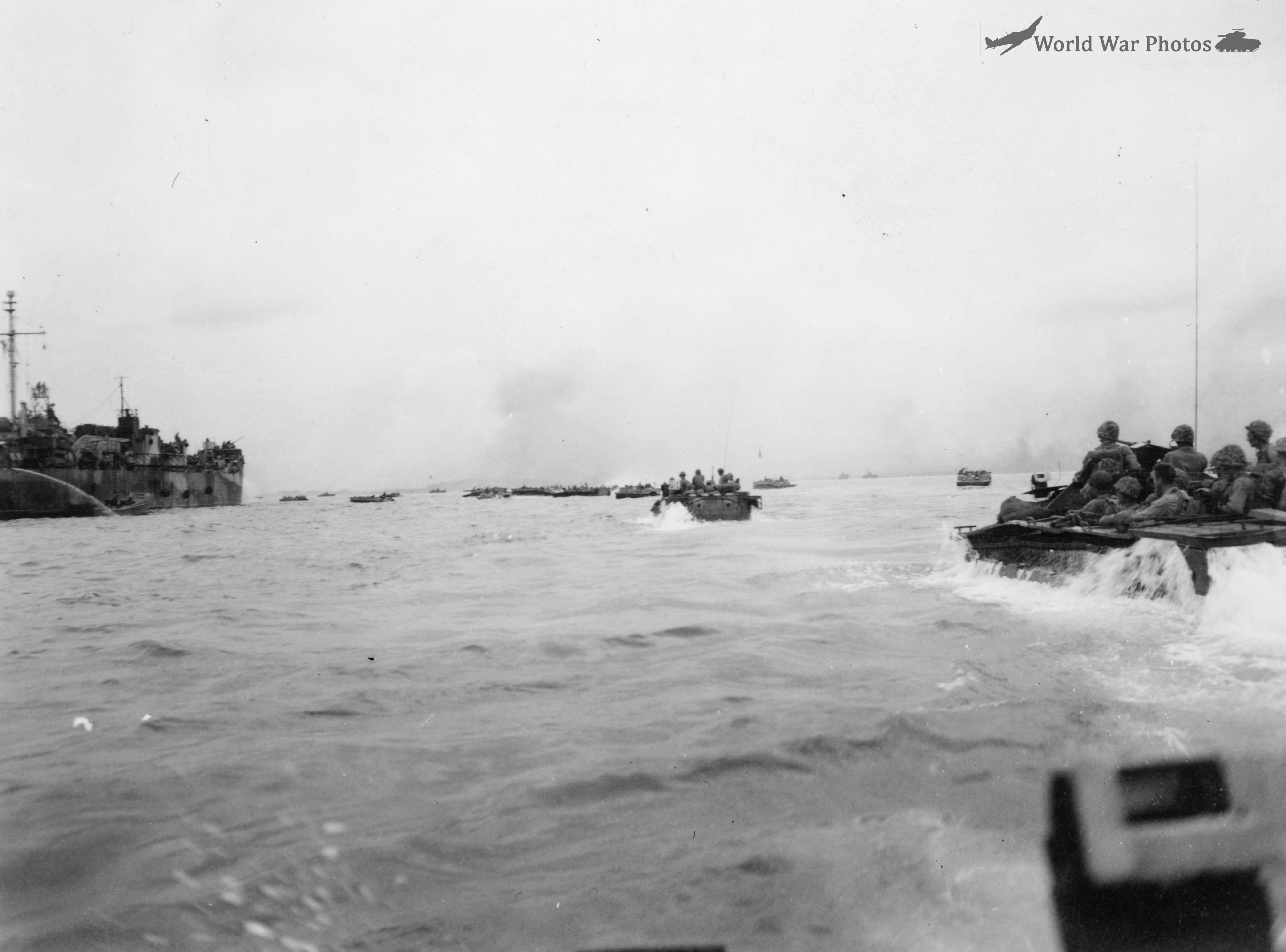 Tractors going ashore Peleliu 15 September 1944