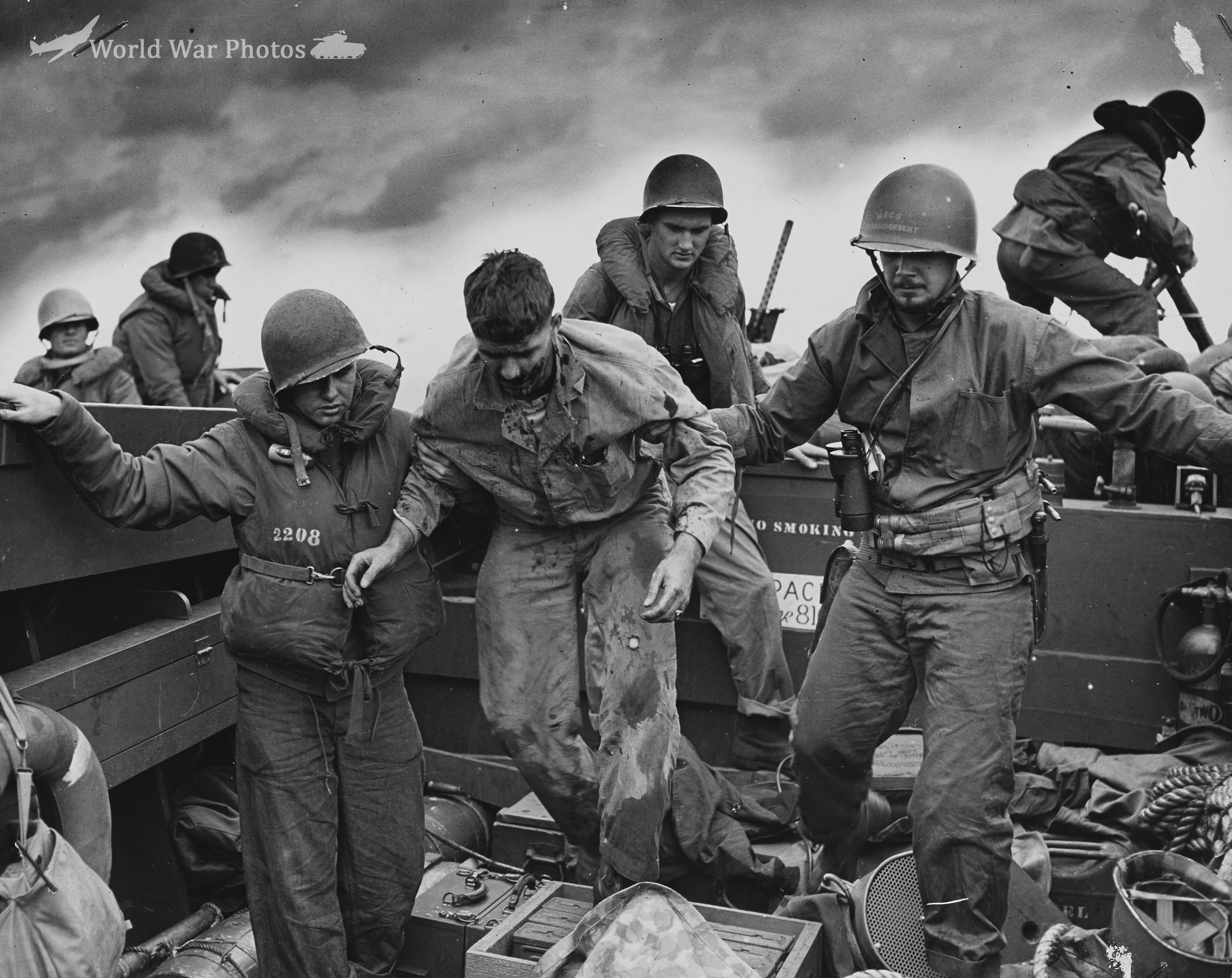 Wounded when Japanese fire made a direct hit on an AMTRAC Iwo Jima on D-Day