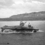 LVT-4 carrying 105mm howitzer and 55 sandbags