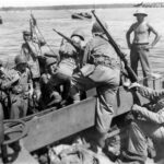 Transferring from Higgins Boats to amphibious tractors Guadalcanal 10 March 1944