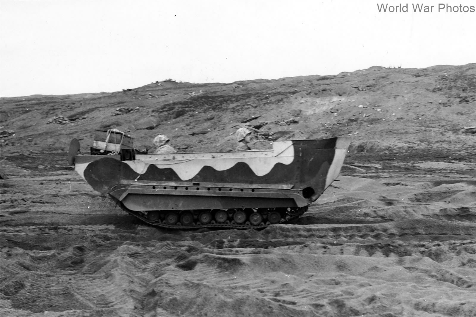 Marine M29C amphibious vehicle on Iwo Jima