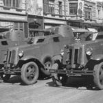 BA-10A armored cars during a parade