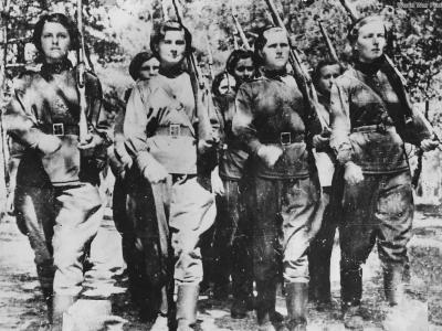 Group of Women in Red Army with rifles