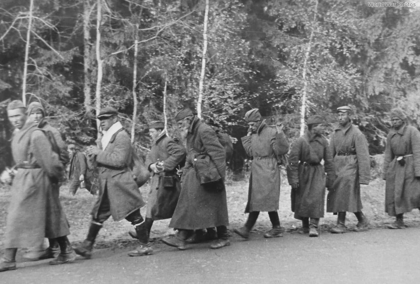 A column of Soviet prisoners of war Wjasma Pocket Russia 1941 2