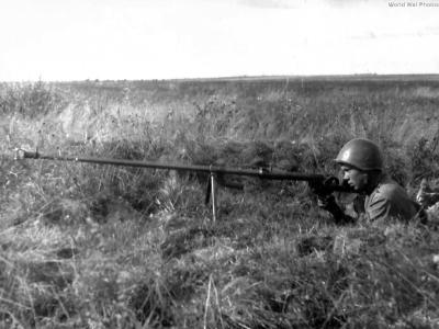 Soviet soldier with PTRB