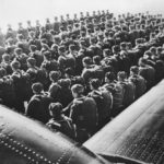 Soviet paratroopers line up by PS-84 1942