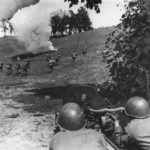 Under cover of MG fire Soviet soldiers storm enemy positions somewhere allong the Russian Front
