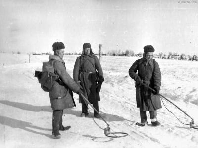 Red Army Sappers clear road of German mines