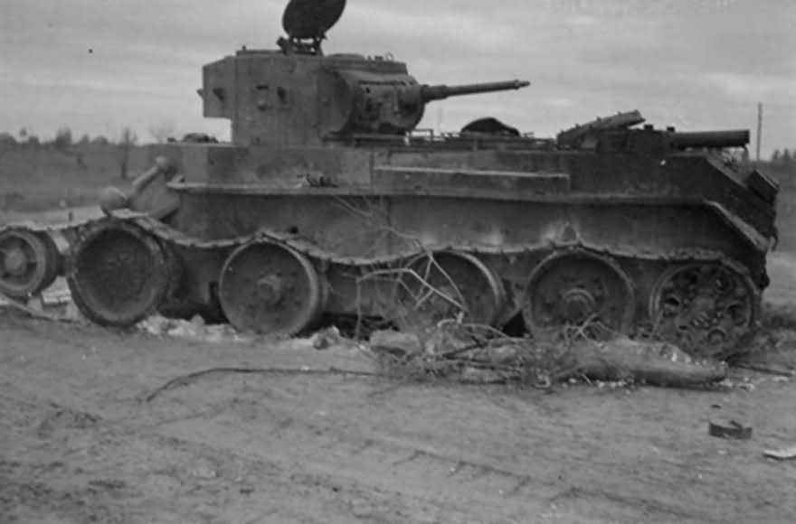 burned out BT 7 tank