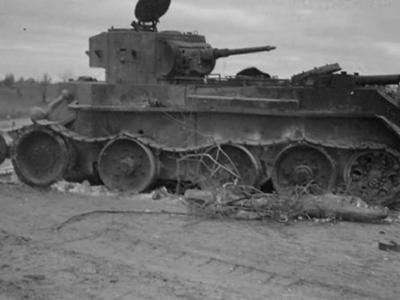 burned out BT 7 tank