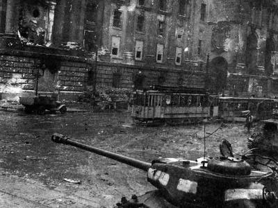 IS-2 on the street of the Berlin, 1945