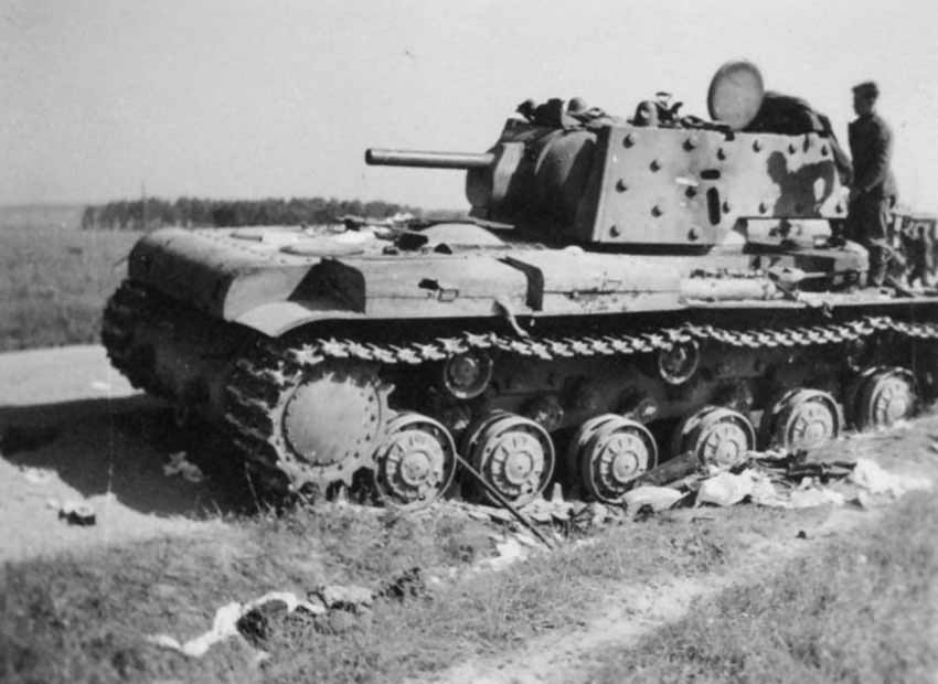 KV-1 tank with additional armour rear view