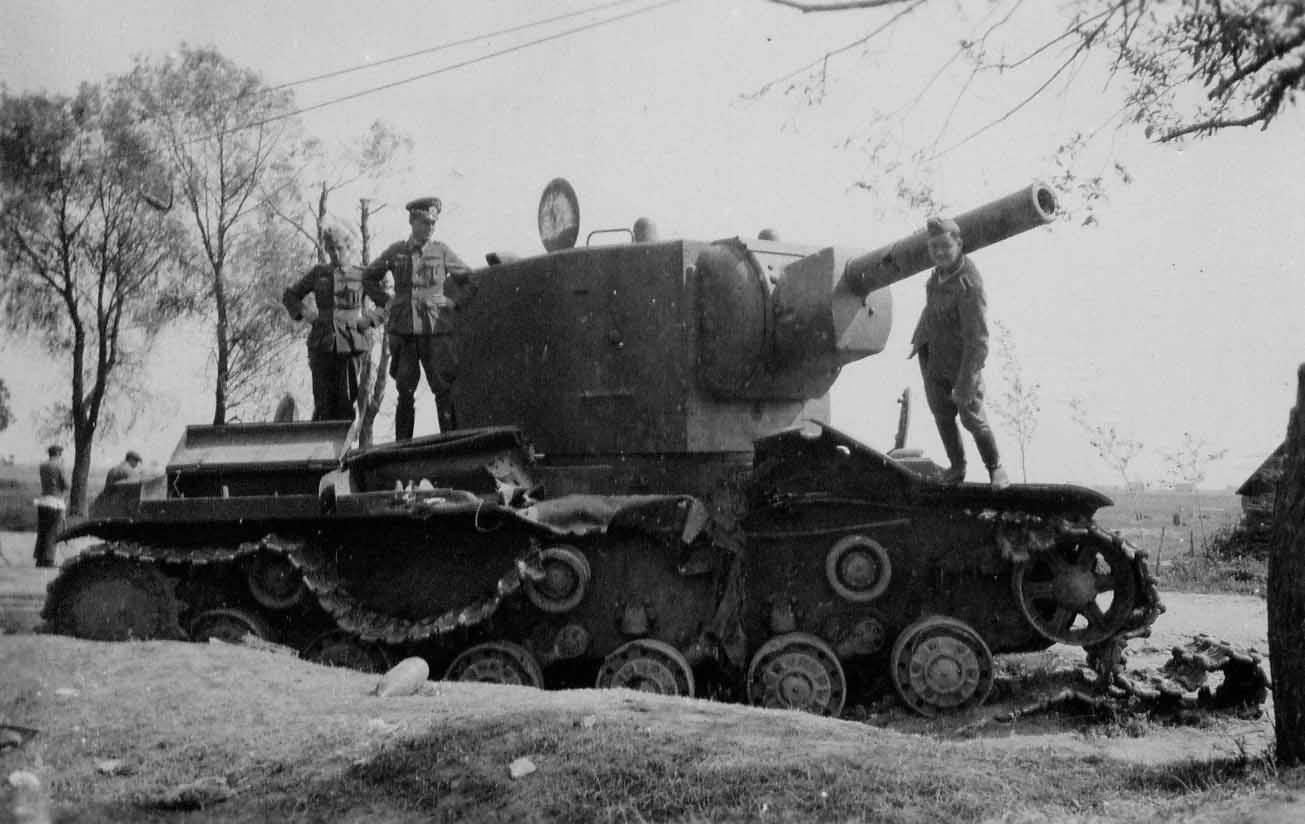 abandoned KV-2 heavy assault tank with the M-10 152 mm howitzer