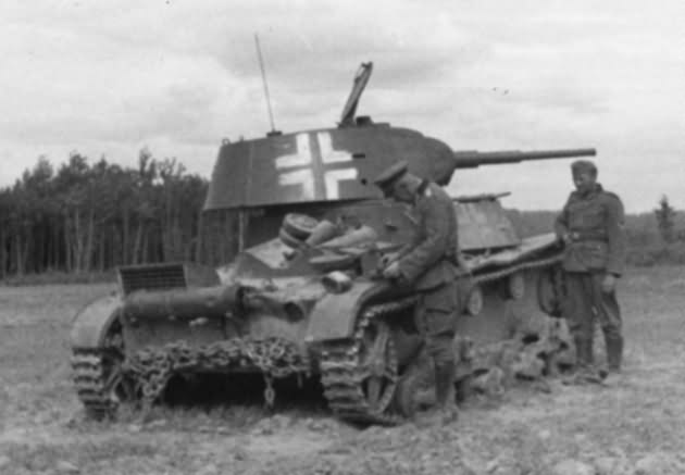 T-26 of unknown Wehrmacht unit with balkenkreuz