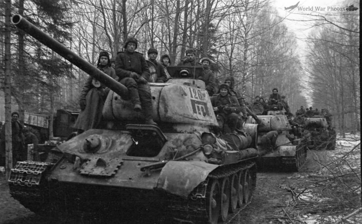 T-34-85 tanks in forest