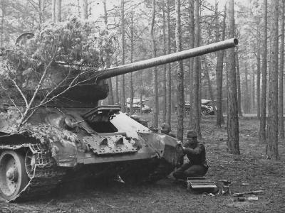 T-34-85 camouflaged in forest 1945