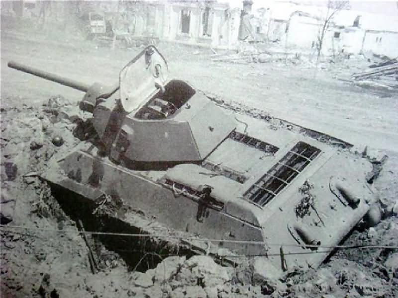 destroyed T-34 tank