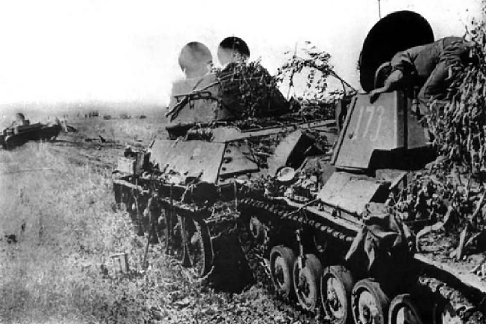 Abandoned T-34 and T-70 tanks