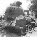 Destroyed T-34 tank with Uralmash turret 51