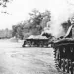 Burning T-34 tank