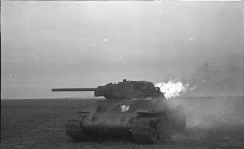 Burning tank T-34/76 1942