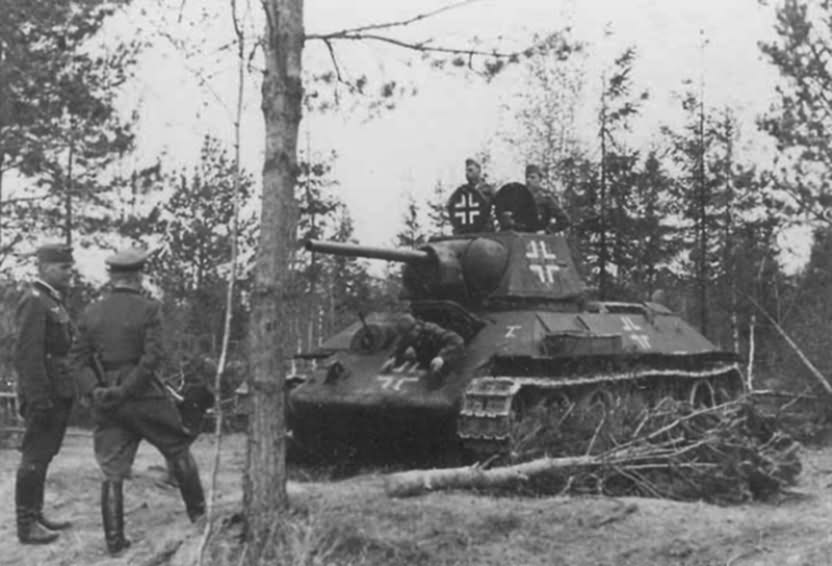 German T-34 tank with balkenkreuz