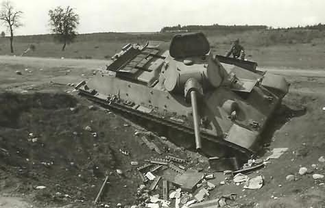 T-34 tank model 1941 in Wolkowysk July 1941