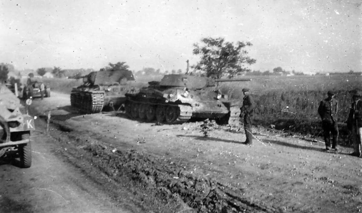 T-34 and KV-1 tanks after capture by German forces, Summer 1941