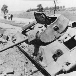 Knocked out soviet T-34/76 tank (model 1941)
