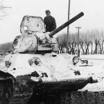 destroyed soviet T-34/76 mod 1941 tank winter
