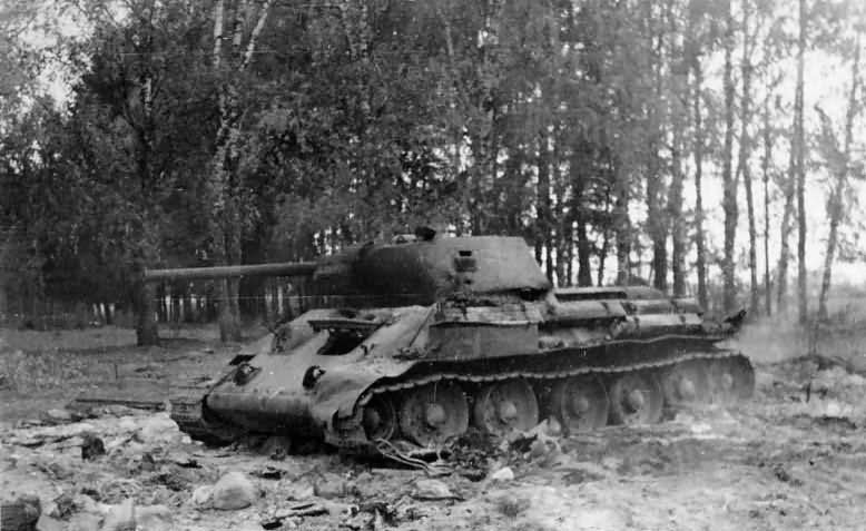 burned out soviet tank T-34/76