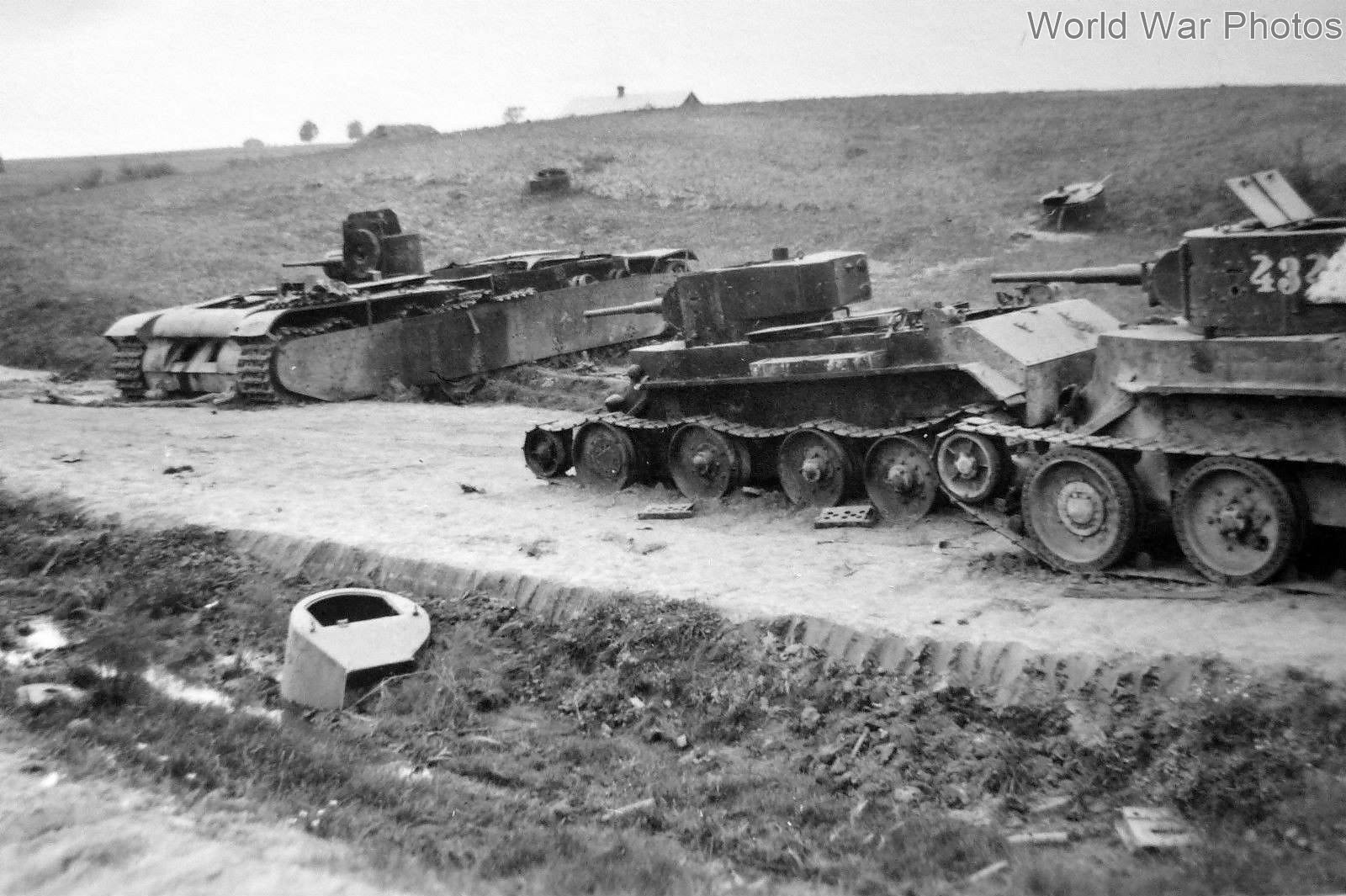 Blown up T-35 and BT-5, Dubno 1941