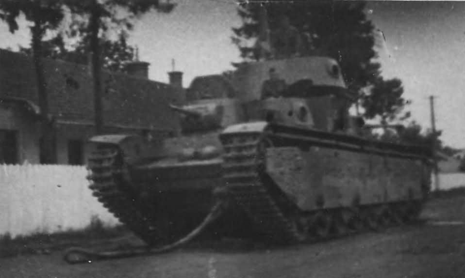 Tank T-35 abandoned by its crew due to a malfunction