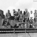 German soldiers atop an abandoned T-35