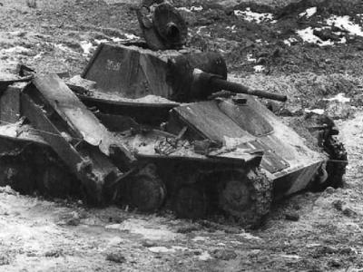 Destroyed T-70 tank 1