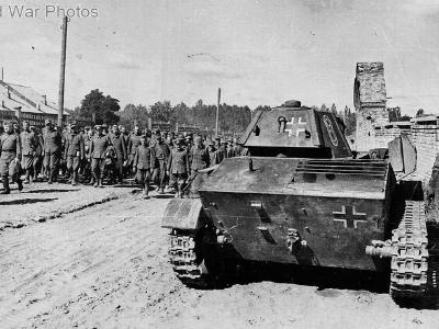 German prisoners and ex-german T-70 near Kiev August 16, 1944